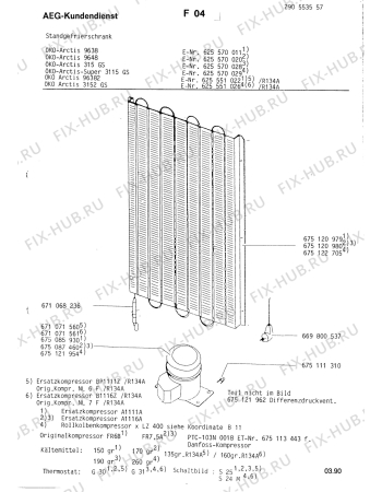 Взрыв-схема холодильника Aeg ARC96382 - Схема узла Freezer cooling system